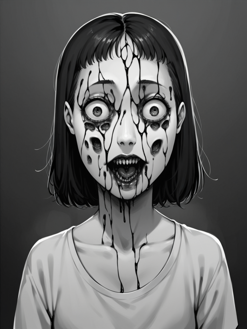 03508-4275786043-score_9, score_8_up, score_7_up, score_6_up,  _lora_junj11t0XLP_1_ junj11t0, junji ito, monochrome, 1girl, horror _(theme_),.png